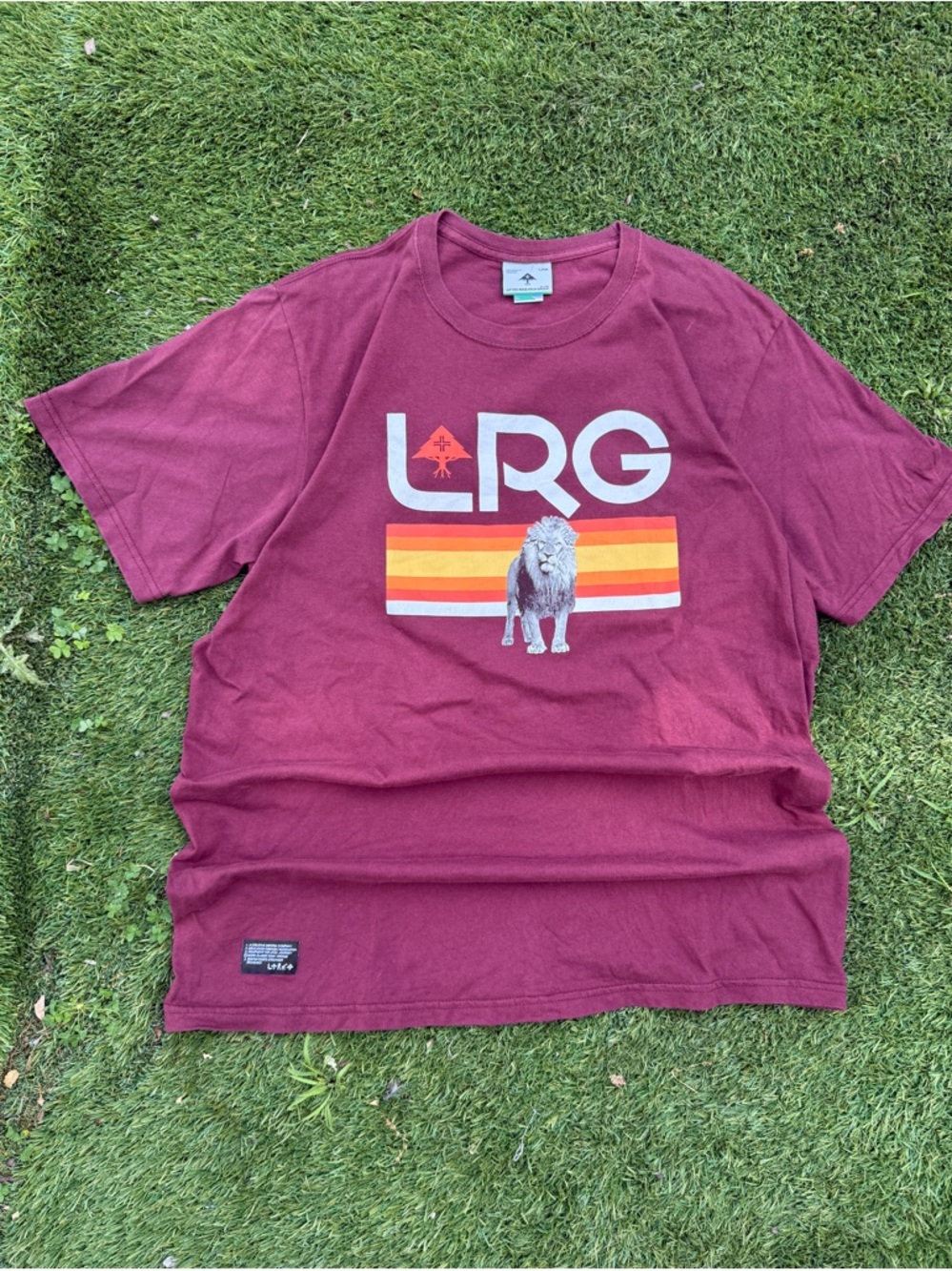 LRG Maroon Graphic Tee with Lion Logo Size XL